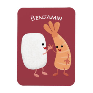 Cute sushi rice prawn Vrienden cartoon Magneet