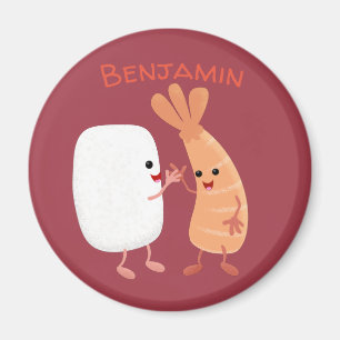 Cute sushi rice prawn Vrienden cartoon Magneet