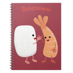 Cute sushi rice prawn Vrienden cartoon Notitieboek