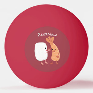 Cute sushi rice prawn Vrienden cartoon Pingpongballen