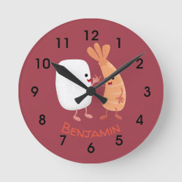 Cute sushi rice prawn Vrienden cartoon Ronde Klok