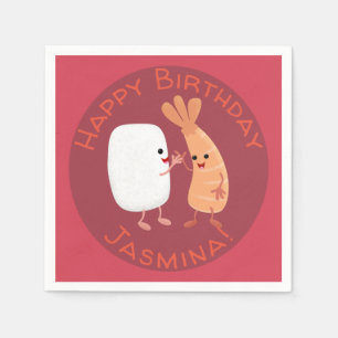 Cute sushi rice prawn Vrienden cartoon Servet