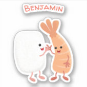Cute sushi rice prawn Vrienden cartoon Sticker (Voorkant)