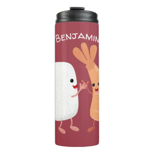 Cute sushi rice prawn Vrienden cartoon Thermosbeker