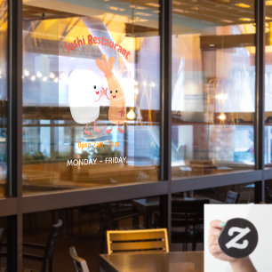 Cute sushi rijst garnaal vrienden cartoon raamfoli raamsticker