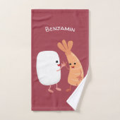 Cute sushi riz crevettes amis dessin animé (Serviette à main)