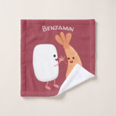 Cute sushi riz crevettes amis dessin animé (Gant de toilette)