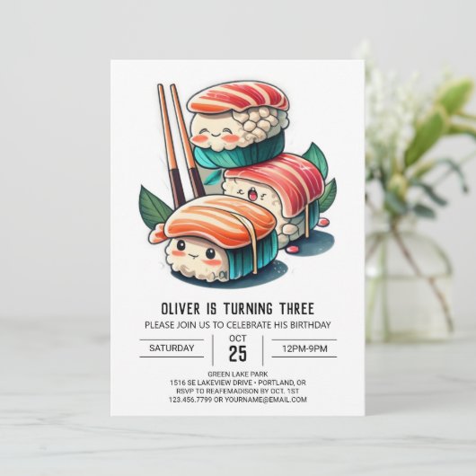 Cute Sushi Roll Printables Verjaardag Kaart (Staand voorkant)