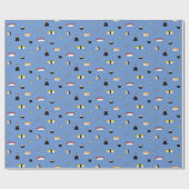 Cute Sushi Roll Set Pattern Nigiri Maki | Blauw Cadeaupapier (Vlak)