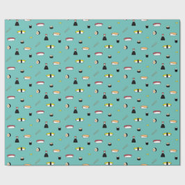 Cute Sushi Roll Set Pattern Nigiri Maki Light Blau Cadeaupapier