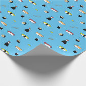 Cute Sushi Roll Set Pattern Nigiri Maki Light Blue Cadeaupapier (Hoek)