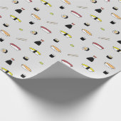 Cute Sushi Roll Set Pattern Nigiri Maki Light Grey Cadeaupapier (Hoek)