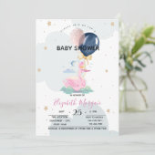 Cute Swan Balloons Baby shower Kaart (Staand voorkant)