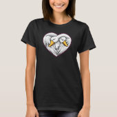 Cute Swan Couple Heart Shape Love Animals T-shirt (Voorkant)