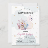 Cute Swan Flower Clouds Baby shower Kaart (Voorkant)