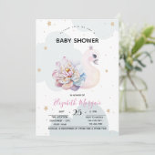 Cute Swan Flower Clouds Baby shower Kaart (Staand voorkant)