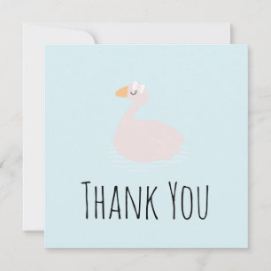 Cute Swan Girls Pink Birthday Hartelijk dank