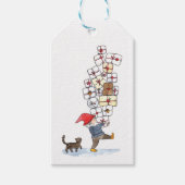 Cute Swedish Tomten Kerstmis Waterverf Cadeaulabel (Voorkant)