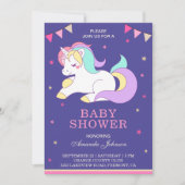 Cute Sweet Adorable Unicorn Baby shower Invitation (Devant)