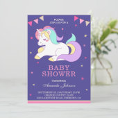 Cute Sweet Adorable Unicorn Baby shower Invitation (Debout devant)