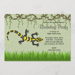 CUTE Sweet Black Lizard Vines Oerwoud Birthday Kaart