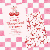cute Sweet Cherry Birthday Invitation Girl
