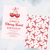 cute Sweet Cherry Birthday Invitation Girl