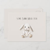 Cute Sweet Cream White Bunny Missing You Briefkaart (Voorkant / Achterkant)