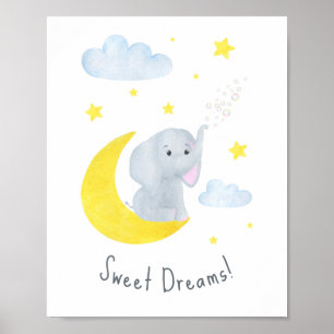 Cute Sweet Dreams citeert de olifant Nursery Wall Poster