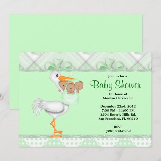 CUTE Sweet Green Baby shower Kaart (Voorkant / Achterkant)