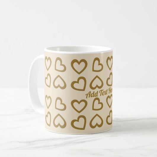 Cute Sweet Hearts Mug Motif en Beige & Or (Devant gauche)