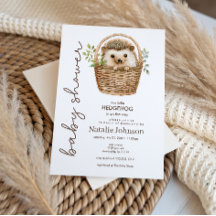 Cute Sweet Little Hedgehog Baby Shower Invitation