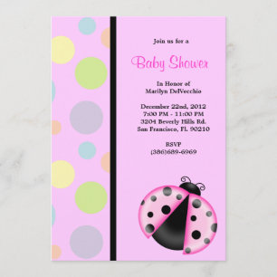 CUTE Sweet Pink Lady Bug Baby shower Kaart