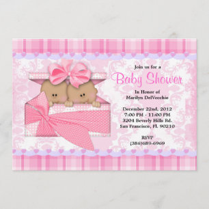 CUTE Sweet PINK Twins Baby shower Kaart