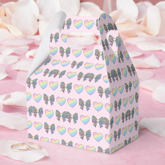  cute sweet rainbow hearts pastel gradient pattern bedankdoosjes (Huwelijk)