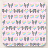 cute sweet rainbow hearts pastel gradient pattern bier onderzetter (Voorkant)