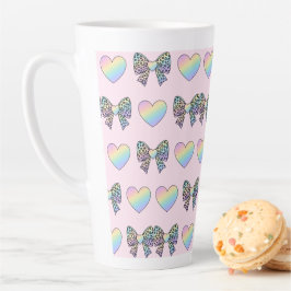  cute sweet rainbow hearts pastel gradient pattern latte mok