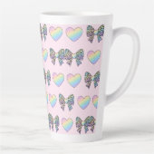  cute sweet rainbow hearts pastel gradient pattern latte mok (Rechts)