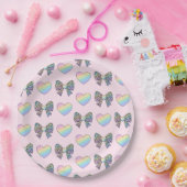  cute sweet rainbow hearts pastel gradient pattern papieren bordje (Feest)