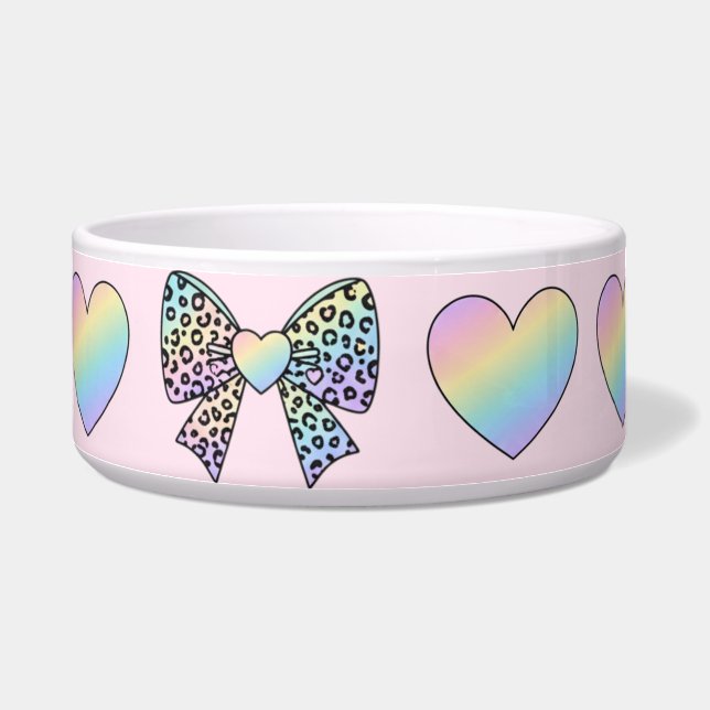  cute sweet rainbow hearts pastel gradient pattern voerbakje (Links)
