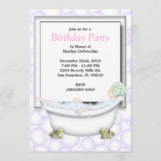 CUTE Sweet Spa Bath Massage and Beauty Party Invit Kaart