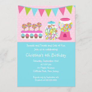 Cute Sweet Treat Birthday Party Invitation Kaart