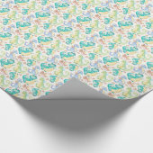 *~* Cute Sweet Whimsical Dragon Dinosaurs Cadeaupapier (Hoek)