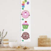 Cute sweets behandelt cartoon growth chart poster (Keuken)