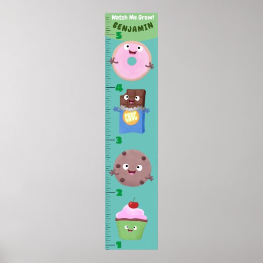 Cute sweets behandelt cartoon growth chart poster (Voorkant)