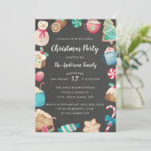 Cute Sweets Waterverf Kerstparty uitnodiging (Staand voorkant)