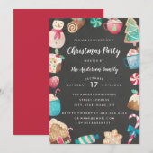 Cute Sweets Waterverf Kerstparty uitnodiging (Voorkant / Achterkant)