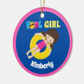 Cute Swim Team Pool Girl Aangepaste dubbelzijdige Keramisch Ornament (Links)