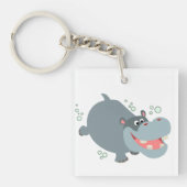 Cute Swimming Cartoon Hippo AcrylSleutelhanger Sleutelhanger (Voorkant)