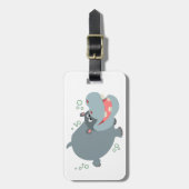 Cute Swimming Cartoon Hippo Bagagelabel (Voorkant verticaal)